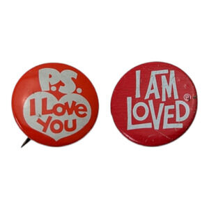Rexall Drugs PS I Love You Helzberg's I Am Loved Vtg Pin Pinback 1" Button Lot